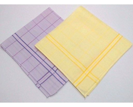 Set of 2 Ladies Women's Checkered Cotton Handkerchief Hankies 11" x 11" - 36